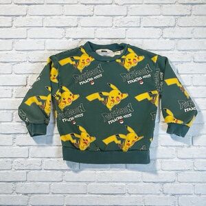 Pokemon Pikachu Sweatshirt Kids 4 Green Graphic Pullover Cozy H&M